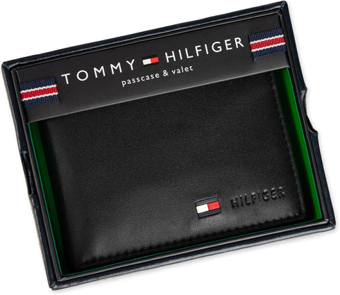 Tommy Hilfiger Men's Leather Wallet - Bifold Trifold Hybrid Flip Pocket Extra Capacity Casual Slim Thin for Travel,Black...